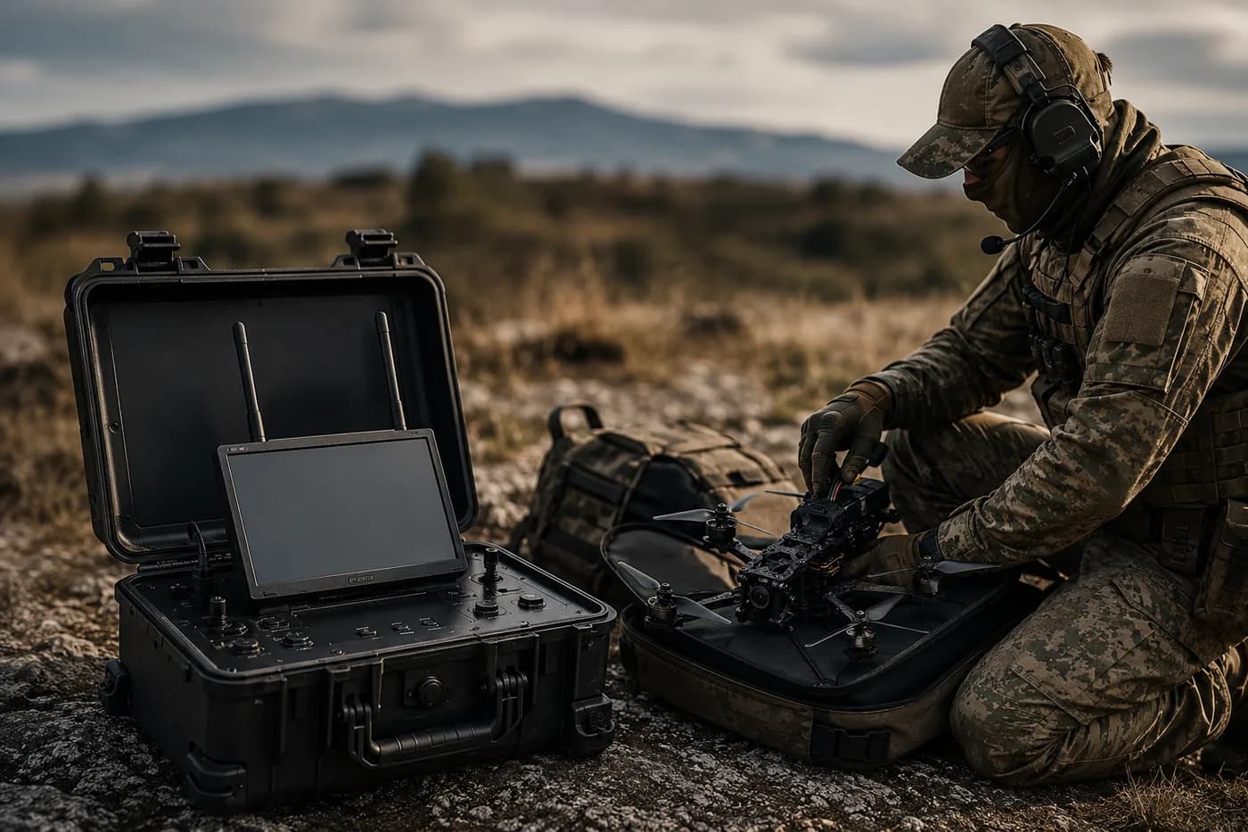 Single soldier deploying kamikaze drone from field position in under 8 minutes