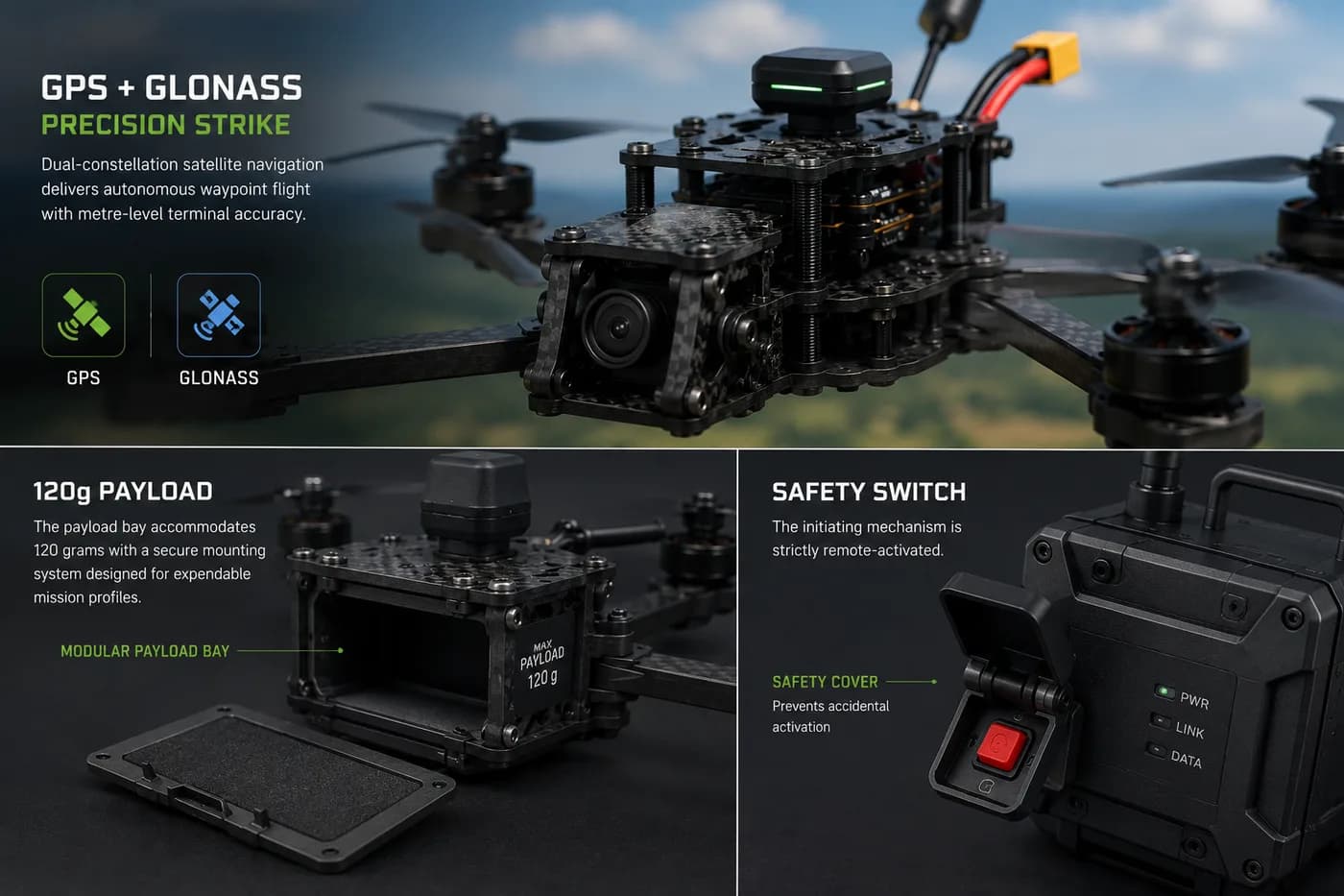 High-capacity drone battery pack with field charging unit for extended surveillance missions