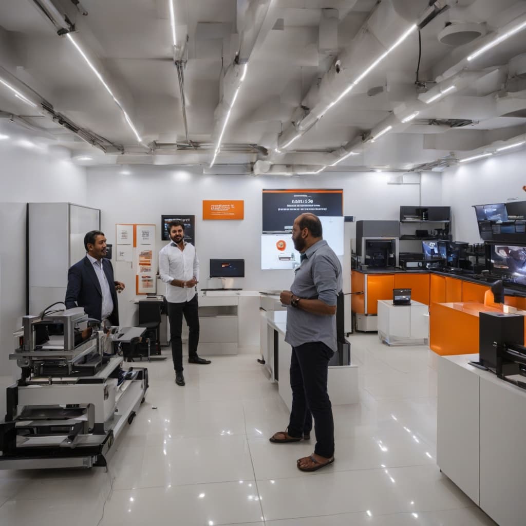 AutoAbode 3D printer dealer showroom in Delhi with industrial FDM and SLS printers