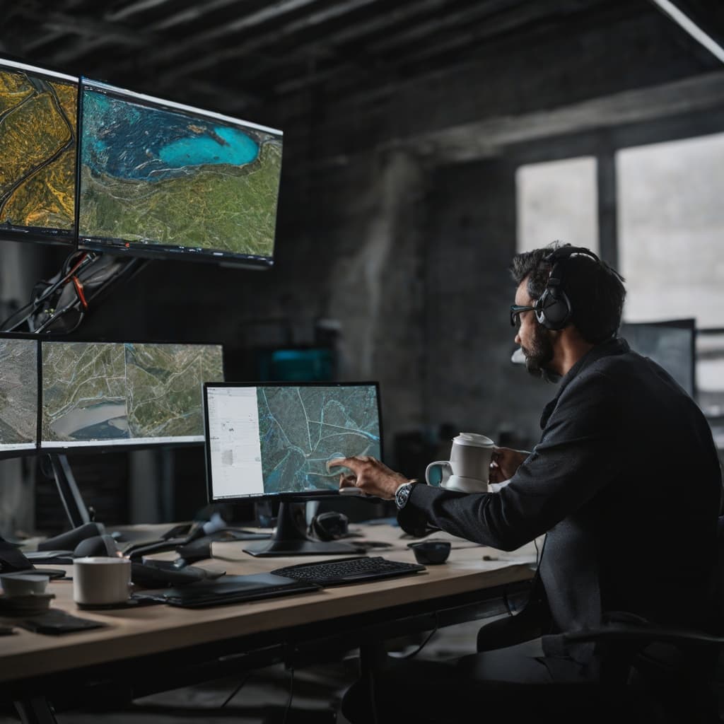 Photogrammetry point cloud processing from drone survey imagery on workstation