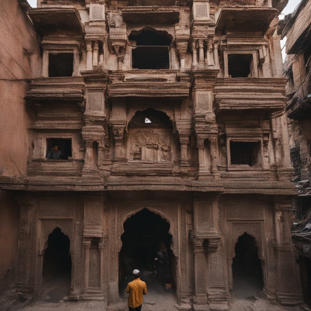 10-inch FPV drone surveying heritage building in narrow streets of Delhi