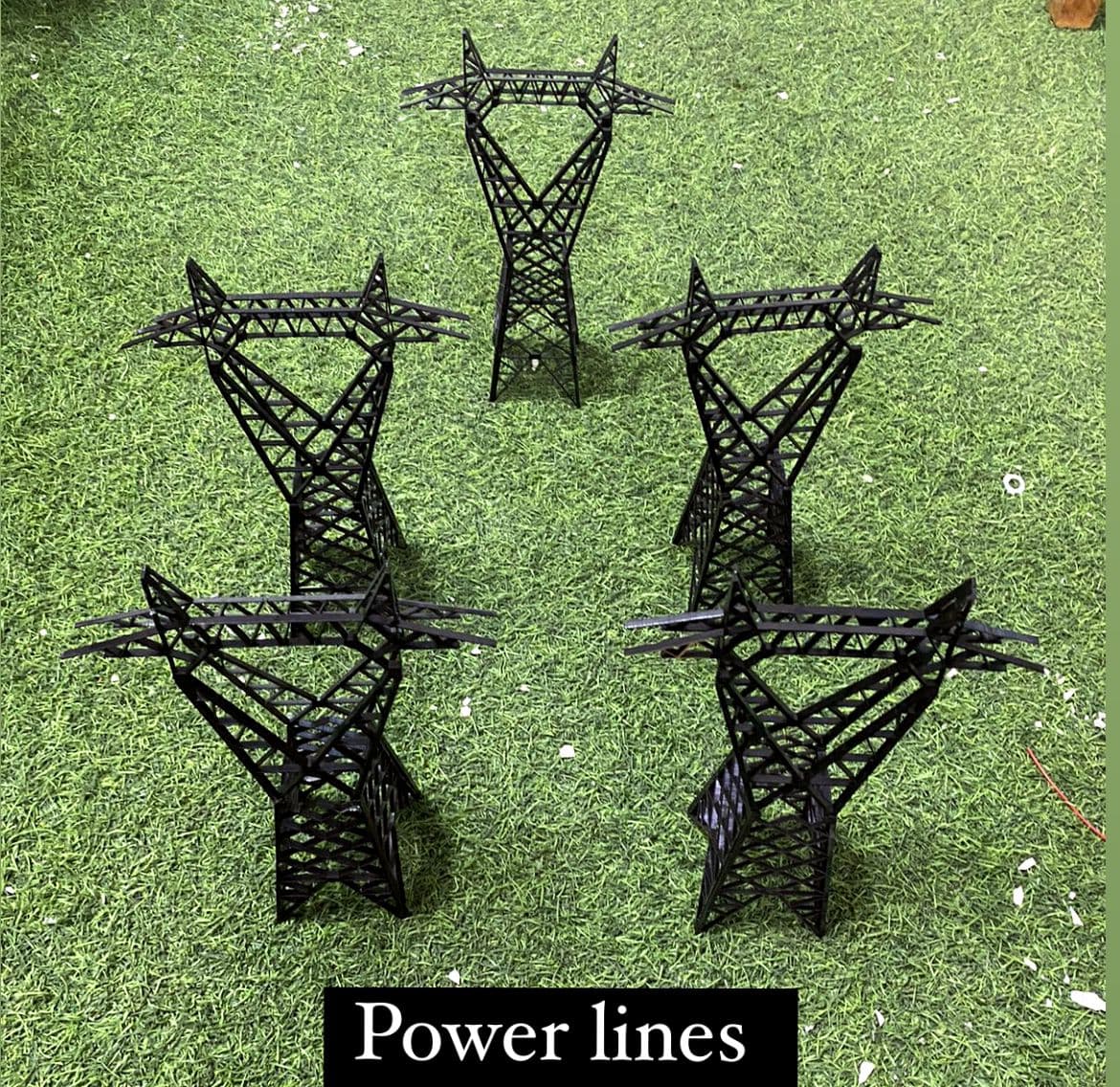 Autoabode 3D printed power grid transmission pillars scale model