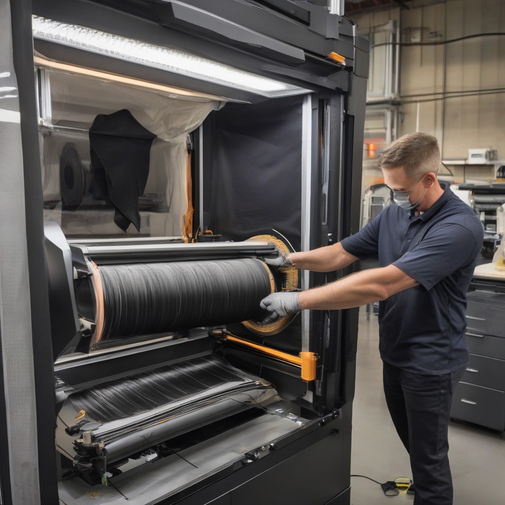 Aerospace-grade filaments being loaded into the Duper XL printer.