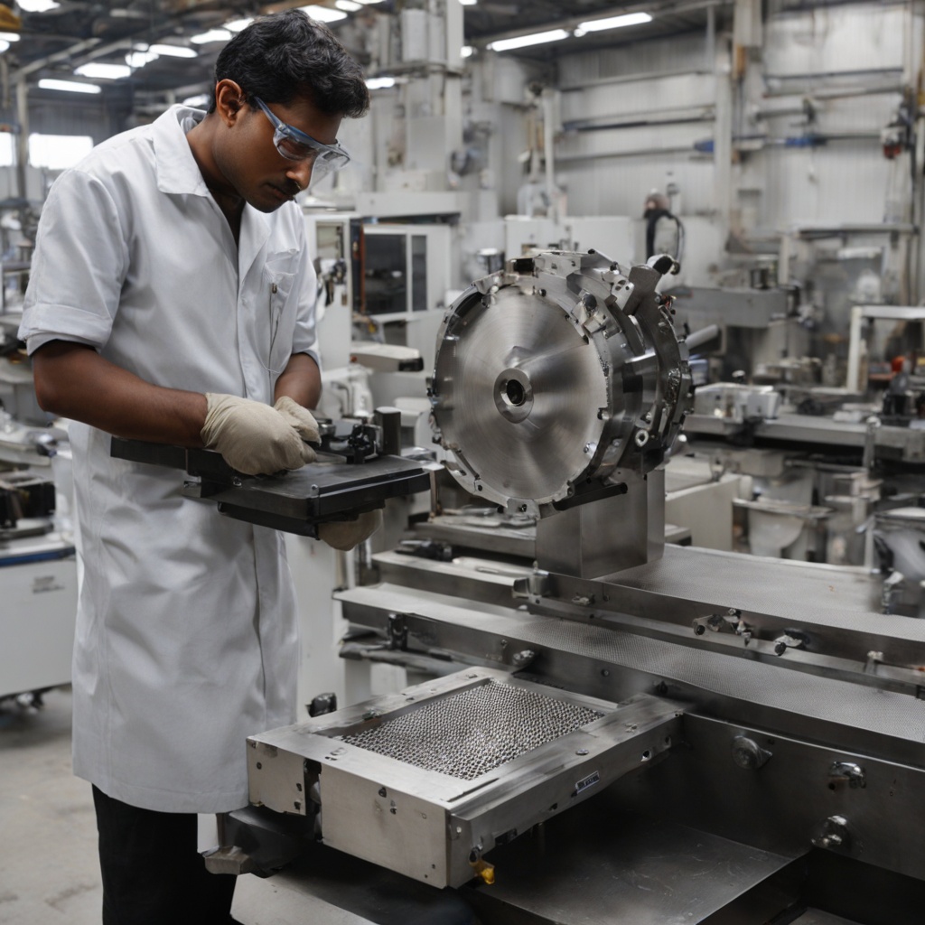 Technician checking 3D printed aluminium part