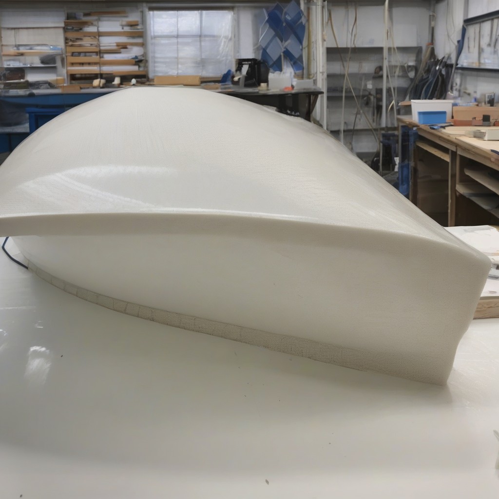 Close-up comparing traditional fibreglass and 3D printed hull materials.