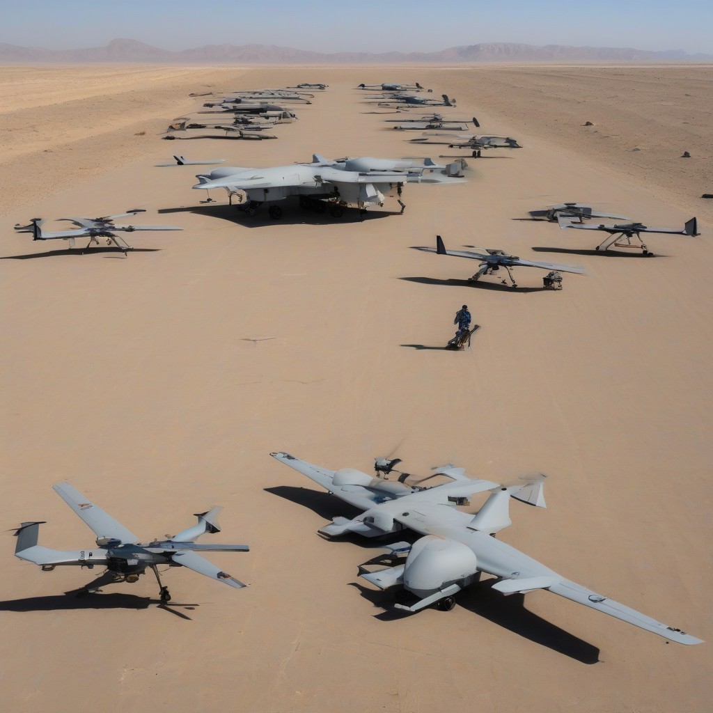 Indian military deploying UAVs in desert terrain