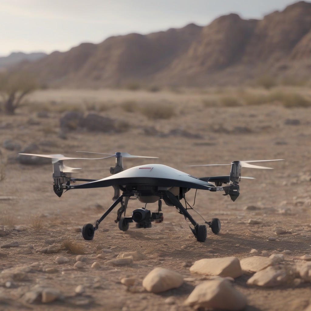 Drone with 3D-printed parts being prepared for flight in a field test