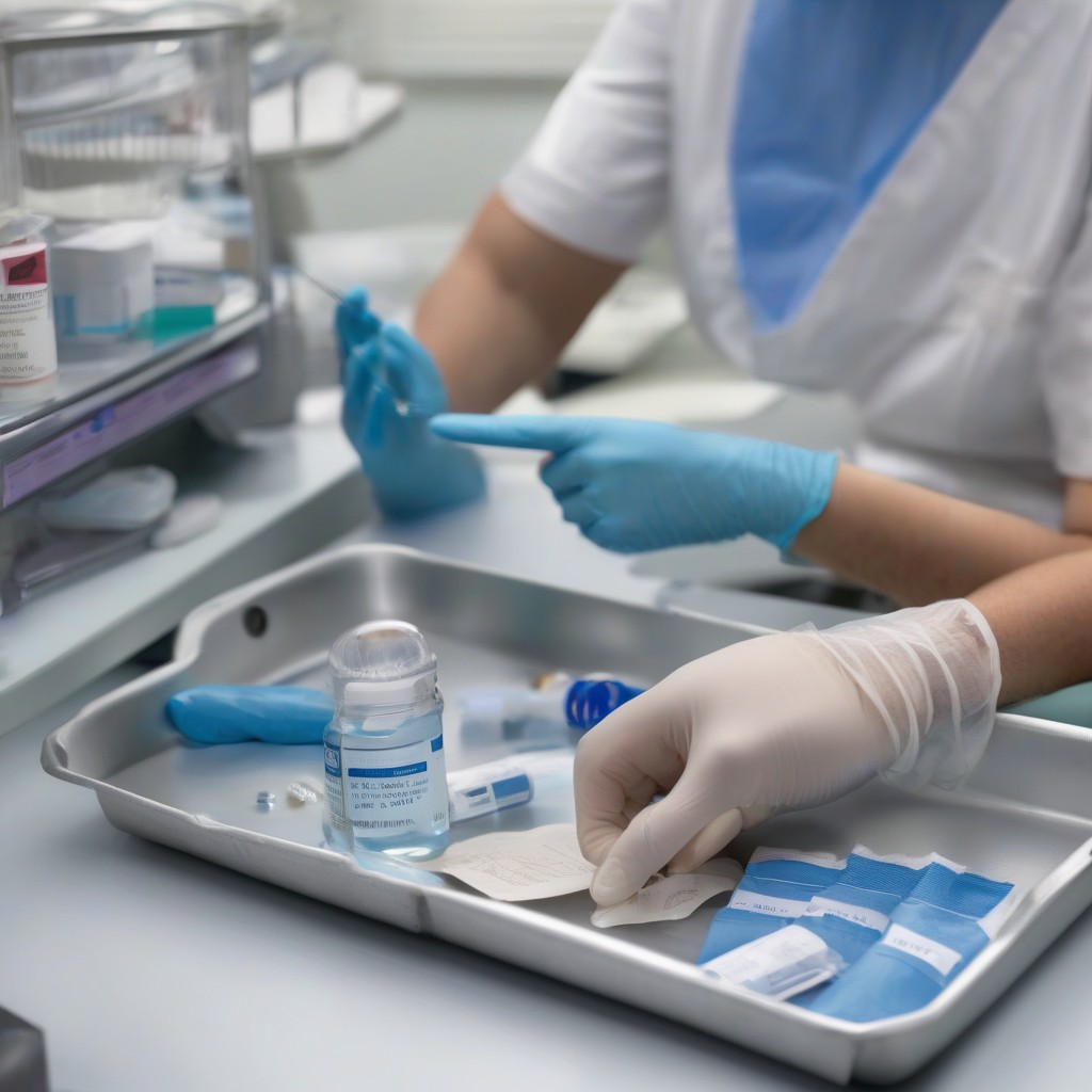 Hands placing a certified titanium implant into a regulatory documentation tray.