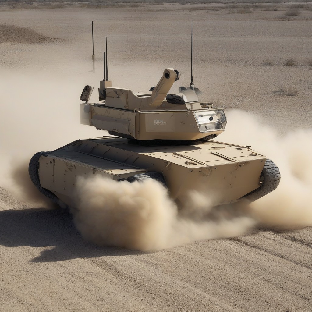 UGV Interceptor firing a net projectile at a low-flying drone during a test.
